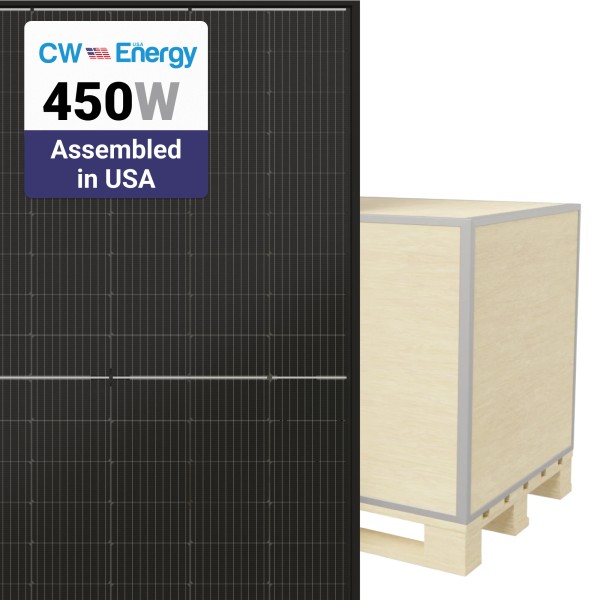 CW Energy 450W Solar Panel 108 Cell TOPCon Bifacial CWT450-108TNB10 Assembled in the USA Wholesale 35 panels per pallet