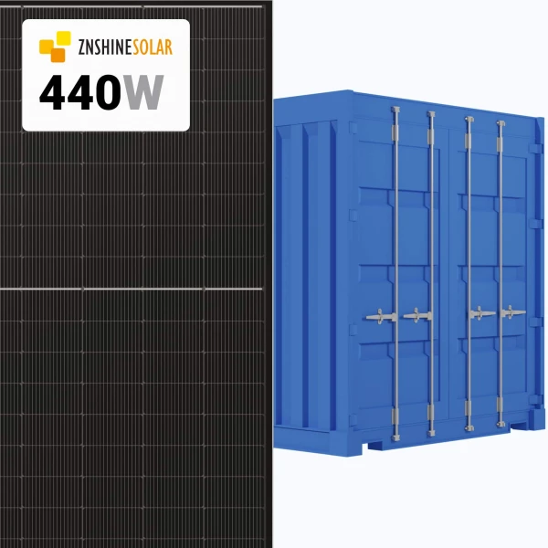 ZNShine Solar 440W Solar Panel 108 Cell TOPCon All-Black Bifacial ZXM7-UHLDD108-440 Commercial 936 panels per Container (Truckload)