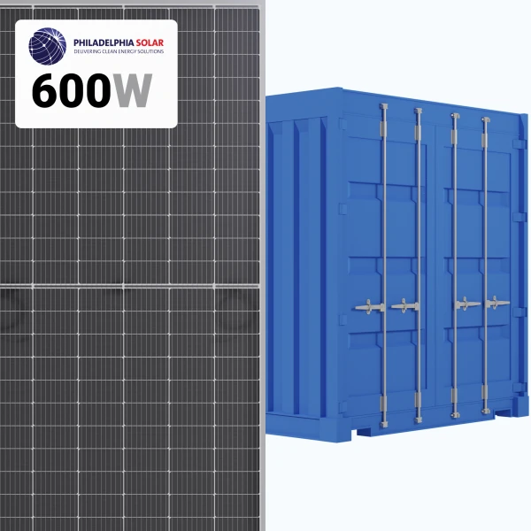 Philadelphia Solar 600W 144 Cells N-Type Bifacial MNB144(HCBF)-600W Commercial 720 panels per Container (Truckload)
