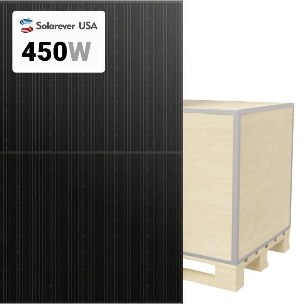 Solarever 450W Solar Panel 96 Cells N-type Bifacial All-Black SE-182*105-450M-96-BD Wholesale 36 panels per pallet