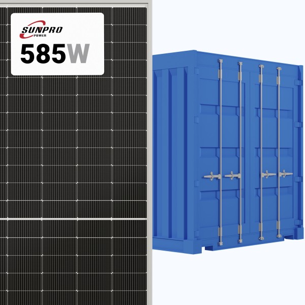 Sunpro Power 585W Solar Panel 144 Cell Bifacial SPDG585-N144M10 Commercial 936 panels per Container (Truckload)