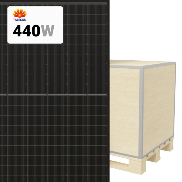 Talesun Solar 440W Solar Panel 108 Cells N-Type Bifacial All-Black TM7G54M-440 Wholesale 36 panels per pallet