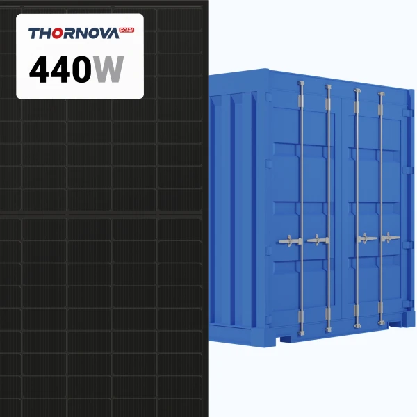 Thornova Solar 440W Solar Panel 108 Cells TOPCon All-Black Bifacial TS-BBT54(440) Container 806 panels (Truckload)